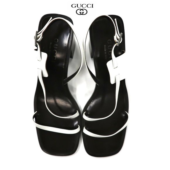 GUCCI Strappy Open-Toe in white Leather Slingback Sandals - Size 6.5 - Authentic - Picture 1 of 12